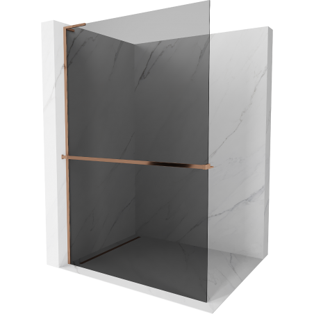 Mexen Kioto+ L Duschwand mit Regal Walk-in 100 x 200 cm, graphit, rosé-gold - 800-100-123-60-40