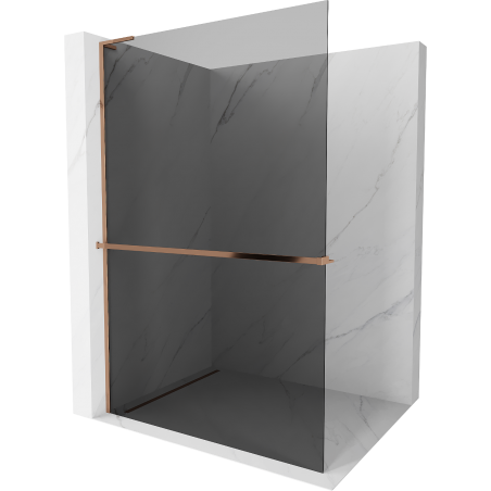 Mexen Kioto+ L shower wall with Walk-in shelf 120 x 200 cm, graphite, rose gold - 800-120-123-60-40