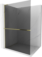 Mexen Kioto+ L zidni tuš panel s policom Walk-in 70 x 200 cm, grafit, zlatni - 800-070-123-50-40