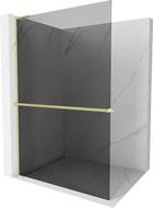 Mexen Kioto+ L Duschwand mit Regal Walk-in 80 x 200 cm, grafit, gebürstetes Gold - 800-080-123-55-40