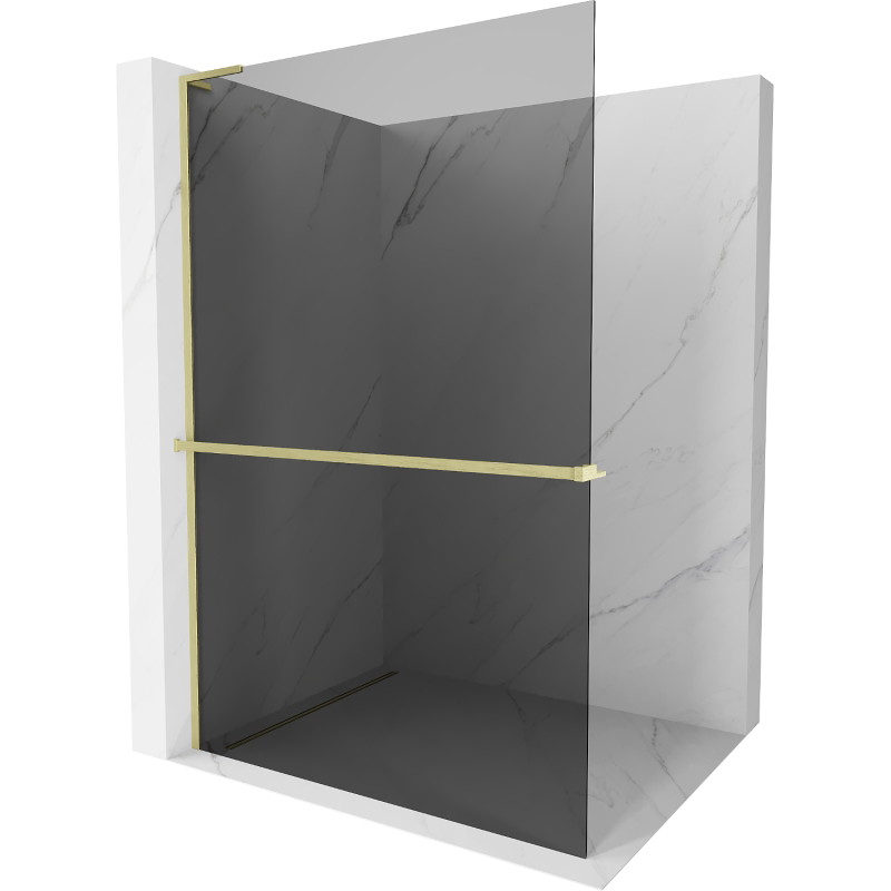 Mexen Kioto+ L dušisein riiuliga Walk-in 90 x 200 cm, grafiit, kuldne harjatud - 800-090-123-55-40