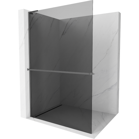 Mexen Kioto+ L shower wall with shelf Walk-in 80 x 200 cm, graphite, gun metal - 800-080-123-95-40