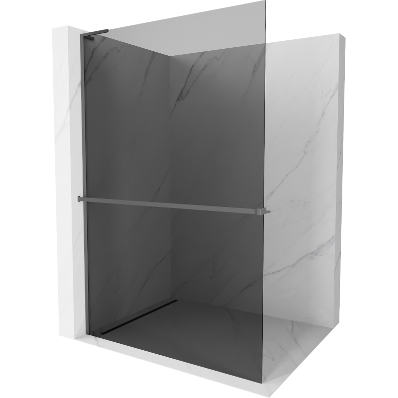 Mexen Kioto+ L suihkuseinä hyllyllä Walk-in 90 x 200 cm, grafiitti, gun metal - 800-090-123-95-40