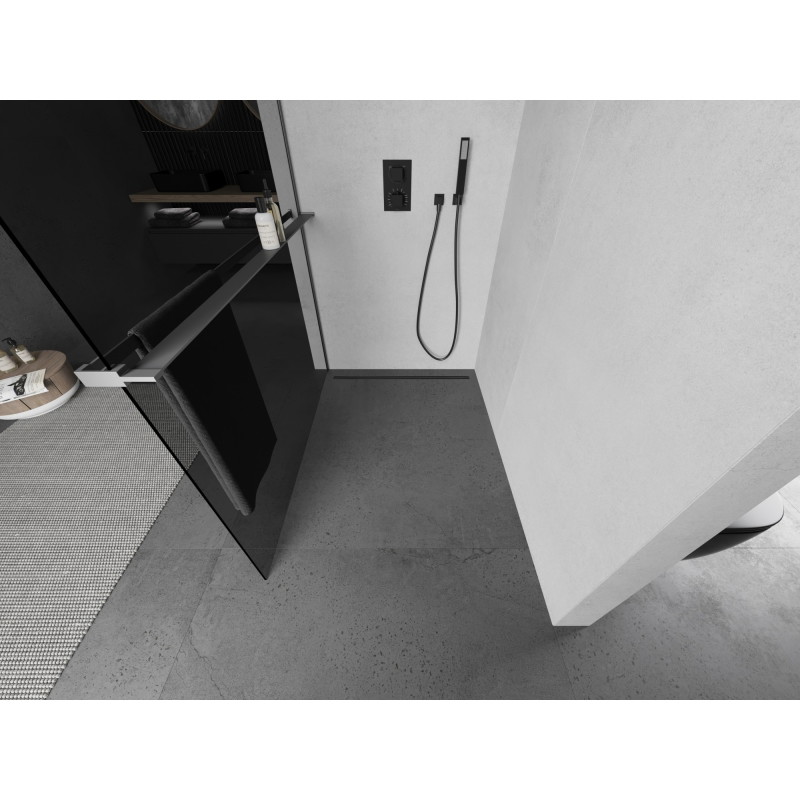 Mexen Kioto+ L dušiseinaga riiuliga Walk-in 100 x 200 cm, grafiit, gun metal - 800-100-123-95-40