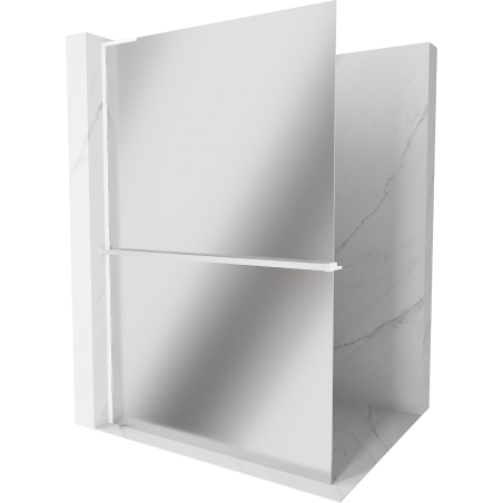 Mexen Kioto+ L Duschwand mit Ablage Walk-in 70 x 200 cm, Spiegel, Weiß - 800-070-123-20-50