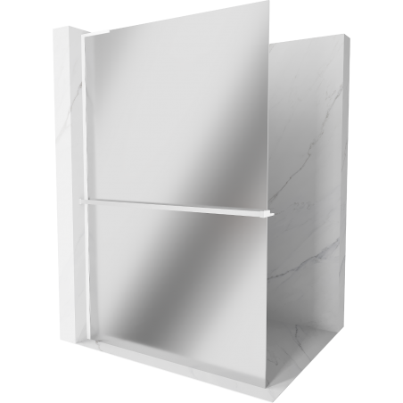 Mexen Kioto+ L Shower Wall with Shelf Walk-in 80 x 200 cm, Mirror, White - 800-080-123-20-50