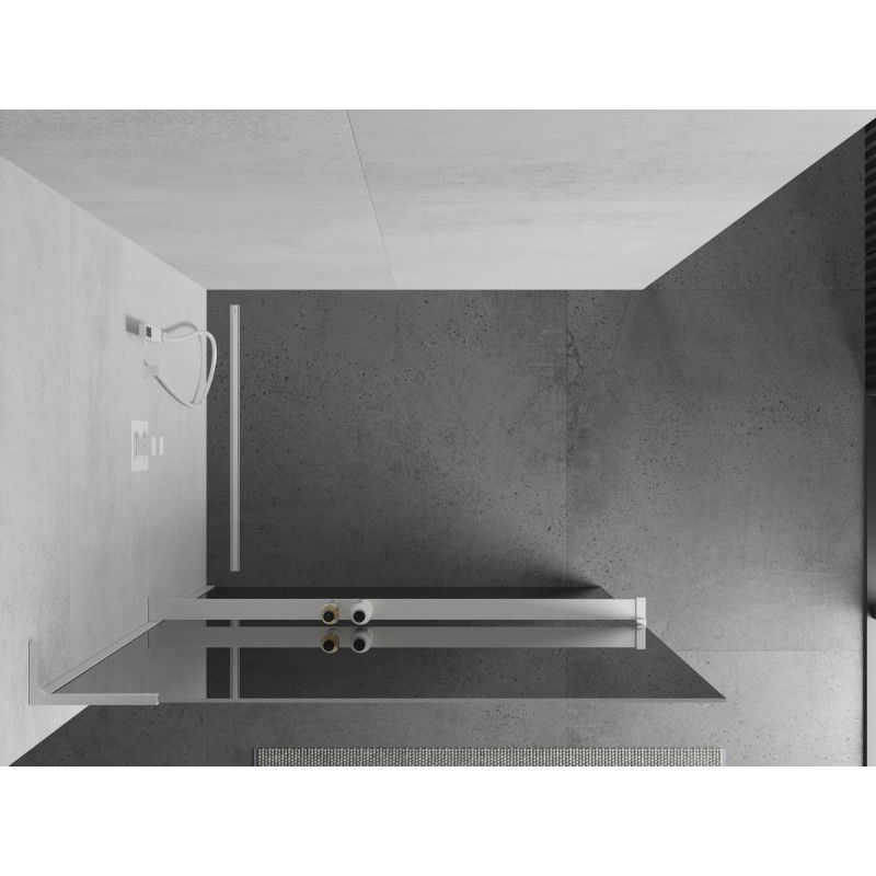 Mexen Kioto+ L duschvägg med hylla Walk-in 100 x 200 cm, spegel, vit - 800-100-123-20-50