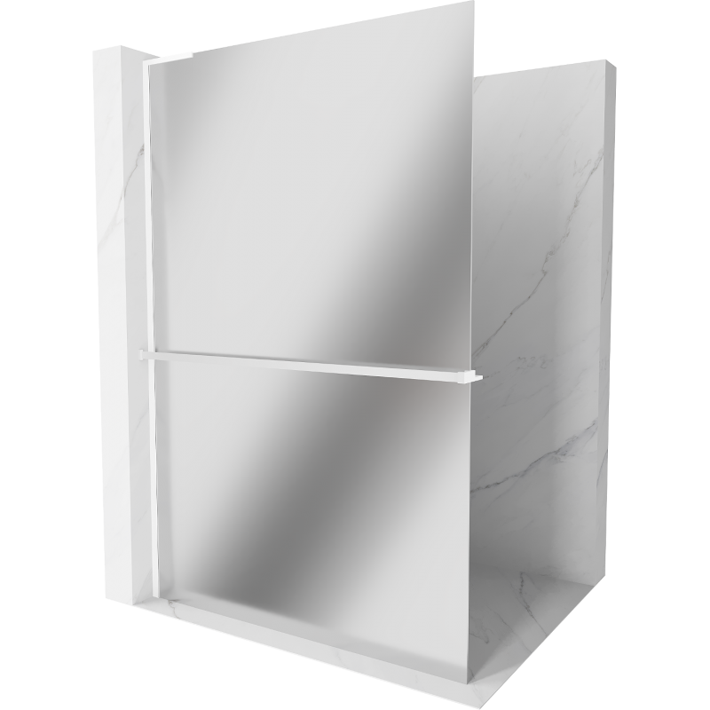 Mexen Kioto+ L Shower Wall with Shelf Walk-in 110 x 200 cm, Mirror, White - 800-110-123-20-50