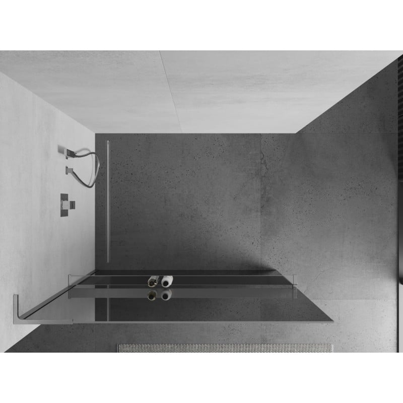 Mexen Kioto+ L Schermo doccia con mensola Walk-in 70 x 200 cm, specchio, cromo - 800-070-123-01-50
