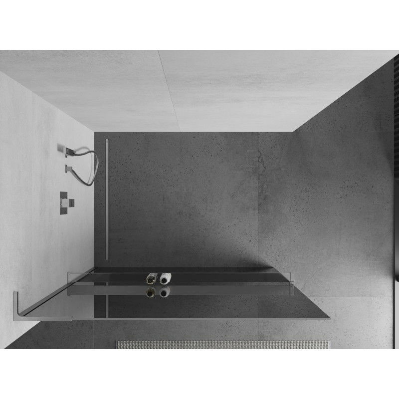 Mexen Kioto+ L Shower Wall with Shelf Walk-in 80 x 200 cm, Mirror, Chrome - 800-080-123-01-50