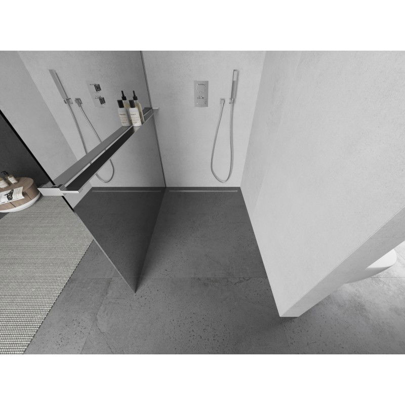 Mexen Kioto+ L parete doccia con mensola Walk-in 90 x 200 cm, specchio, cromo - 800-090-123-01-50
