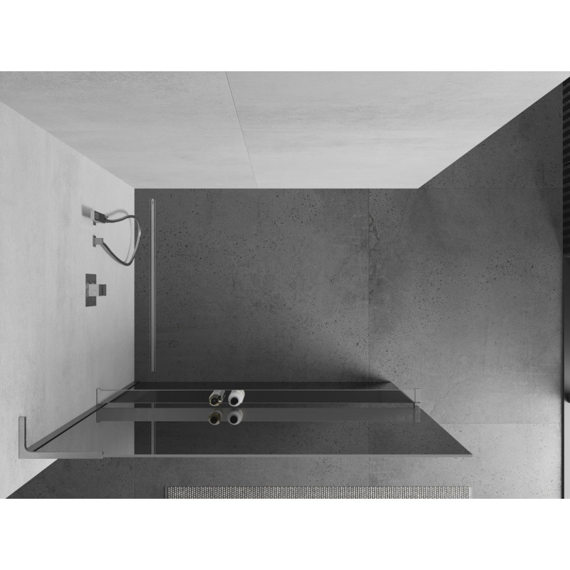 Mexen Kioto+ L stijena za tuš s policom Walk-in 90 x 200 cm, ogledalo, krom - 800-090-123-01-50
