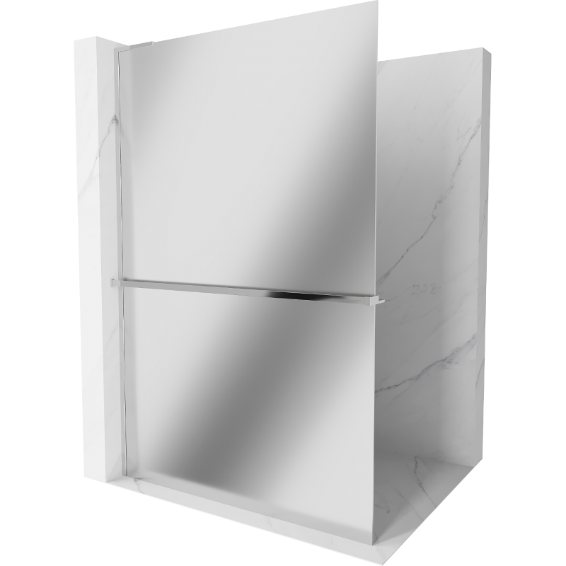 Mexen Kioto+ L Shower Screen with Shelf Walk-in 90 x 200 cm, Mirror, Chrome - 800-090-123-01-50