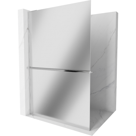 Mexen Kioto+ L Shower Screen with Shelf Walk-in 90 x 200 cm, Mirror, Chrome - 800-090-123-01-50