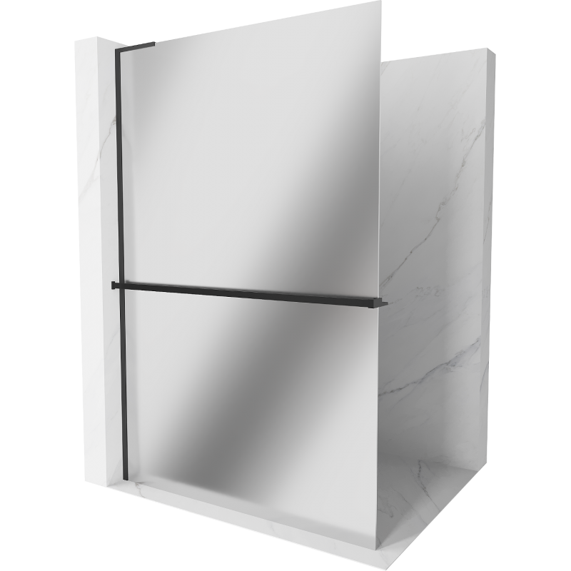 Mexen Kioto+ L Walk-in Shower Wall with Shelf 70 x 200 cm, Mirror, Black - 800-070-123-70-50