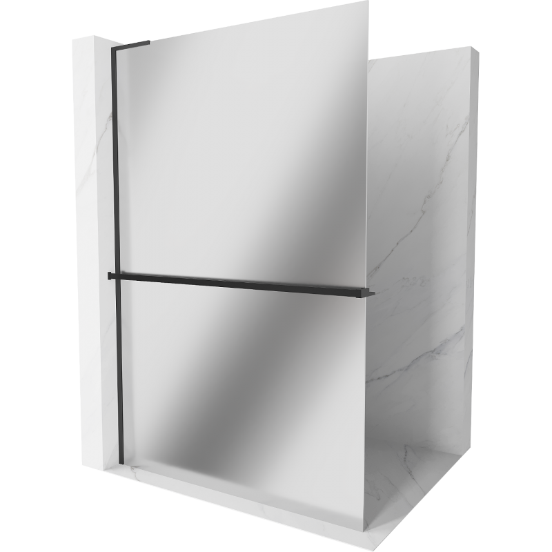 Mexen Kioto+ L duschvägg med hylla Walk-in 90 x 200 cm, spegel, svart - 800-090-123-70-50