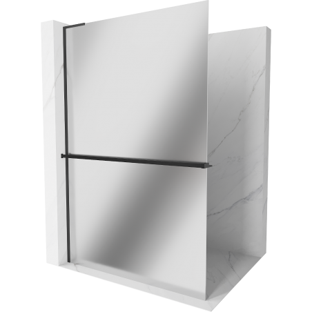 Mexen Kioto+ L ścianka prysznicowa z półką Walk-in 100 x 200 cm, lustro, czarna - 800-100-123-70-50