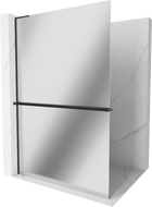 Mexen Kioto+ L Duschwand mit Ablage Walk-in 110 x 200 cm, Spiegel, Schwarz - 800-110-123-70-50