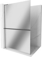 Mexen Kioto+ L τοίχος ντους με ράφι Walk-in 110 x 200 cm, καθρέφτης, gun gray γυαλισμένο