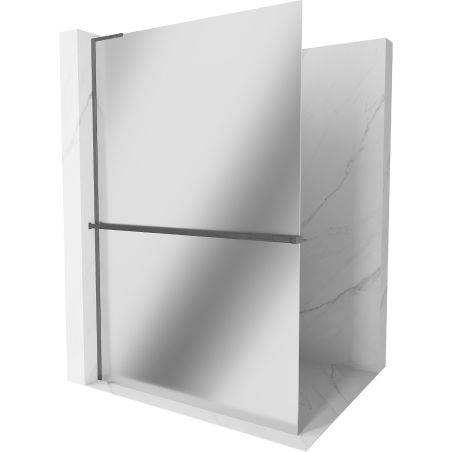 Mexen Kioto+ L Duschwand mit Regal Walk-in 120 x 200 cm, Spiegel, gun gray gebürstet - 800-120-123-66-50