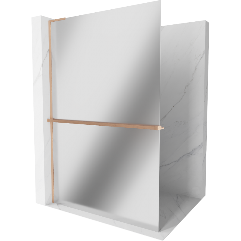 Mexen Kioto+ L Duschwand mit Regal Walk-in 70 x 200 cm, Spiegel, gebürstetes Kupfer - 800-070-123-65-50