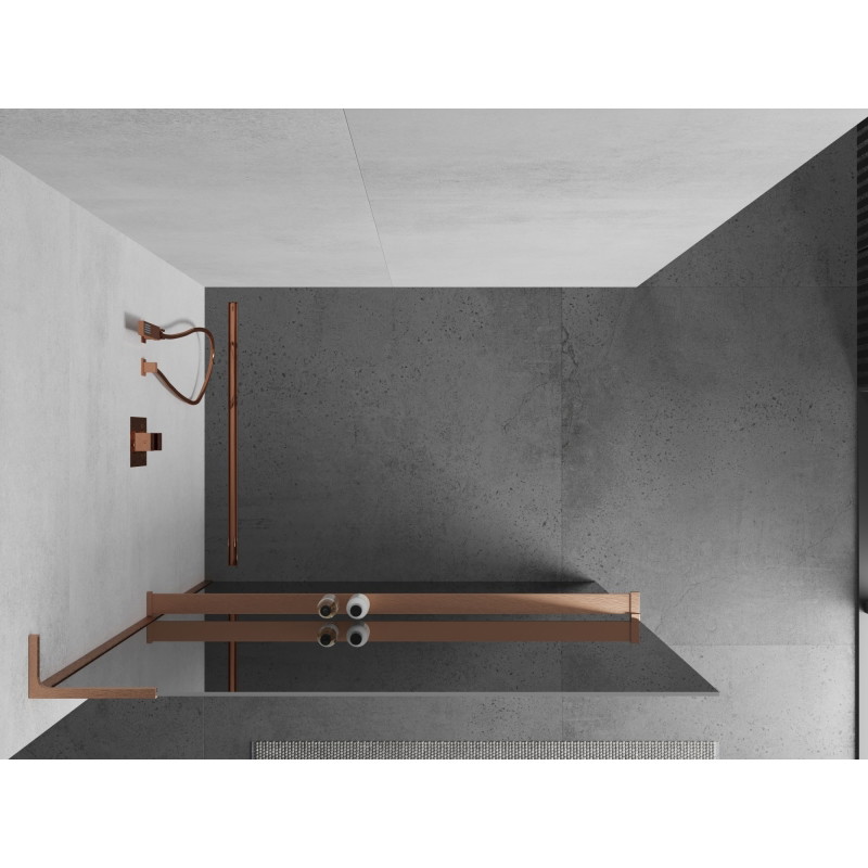 Mexen Kioto+ L dušisein riiuliga Walk-in 80 x 200 cm, peegel, harjatud vask - 800-080-123-65-50