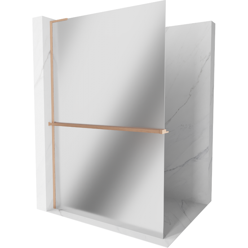 Mexen Kioto+ L panel de ducha con estante Walk-in 80 x 200 cm, espejo, cobre cepillado - 800-080-123-65-50