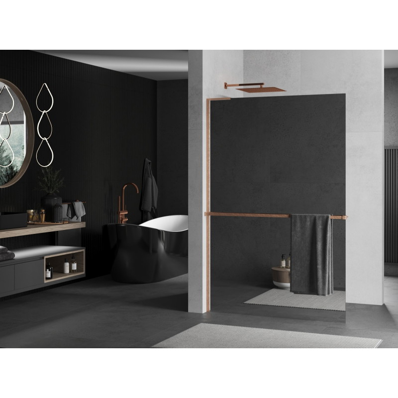 Mexen Kioto+ L dušisein riiuliga Walk-in 100 x 200 cm, peegel, harjatud vask - 800-100-123-65-50