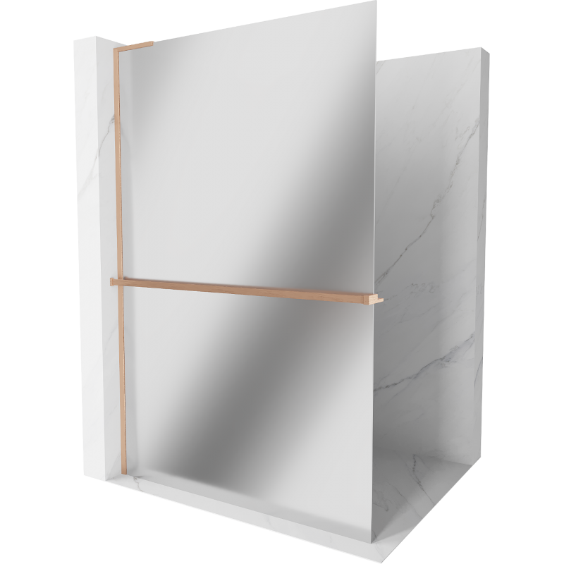 Mexen Kioto+ L ścianka prysznicowa z półką Walk-in 110 x 200 cm, lustro, miedź szczotkowana - 800-110-123-65-50