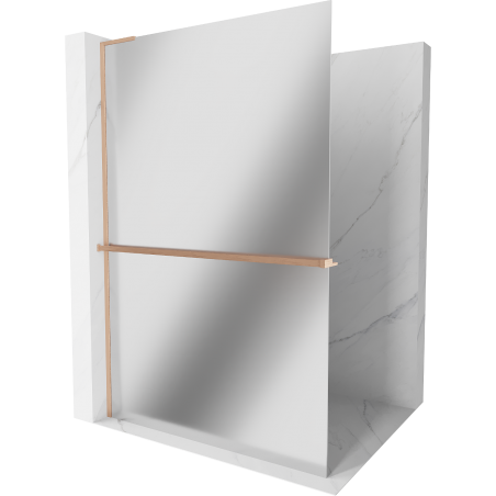Mexen Kioto+ L paroi de douche avec étagère Walk-in 120 x 200 cm, miroir, laiton brossé - 800-120-123-65-50