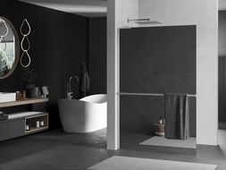 Mexen Kioto+ L Duschwand mit Abstellfläche Walk-in 70 x 200 cm, Spiegel, gebürsteter Nickel - 800-070-123-97-50