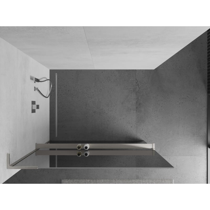 Mexen Kioto+ L dušisein riiuliga Walk-in 70 x 200 cm, peegel, harjatud nikkel - 800-070-123-97-50