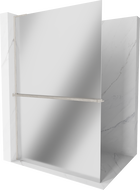 Mexen Kioto+ L Duschwand mit Abstellfläche Walk-in 70 x 200 cm, Spiegel, gebürsteter Nickel - 800-070-123-97-50