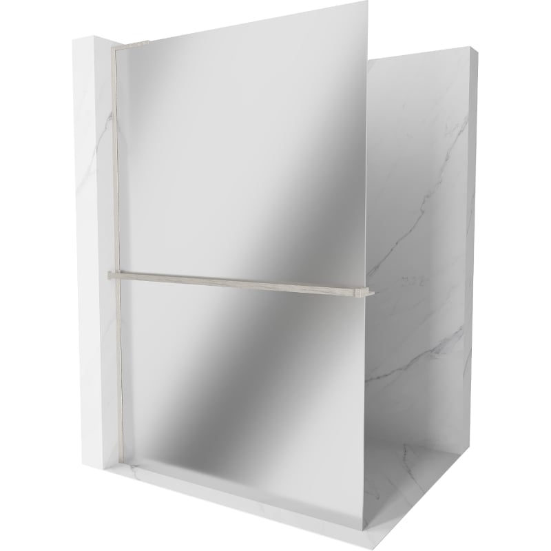 Mexen Kioto+ L ścianka prysznicowa z półką Walk-in 100 x 200 cm, lustro, nikiel szczotkowany - 800-100-123-97-50