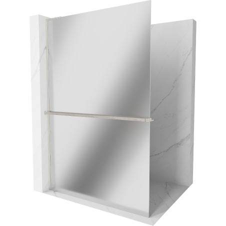 Mexen Kioto+ L Shower Wall with Shelf Walk-in 110 x 200 cm, Mirror, Brushed Nickel - 800-110-123-97-50