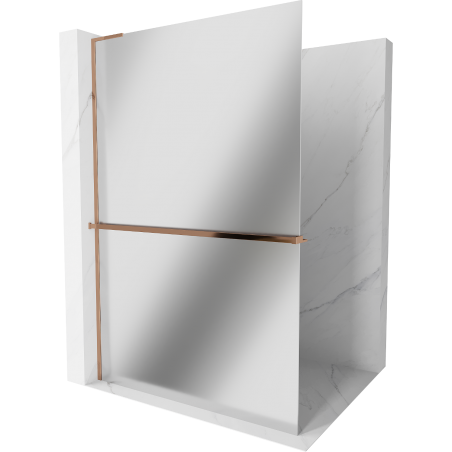 Mexen Kioto+ L shower wall with Walk-in shelf 80 x 200 cm, mirror, rose gold - 800-080-123-60-50