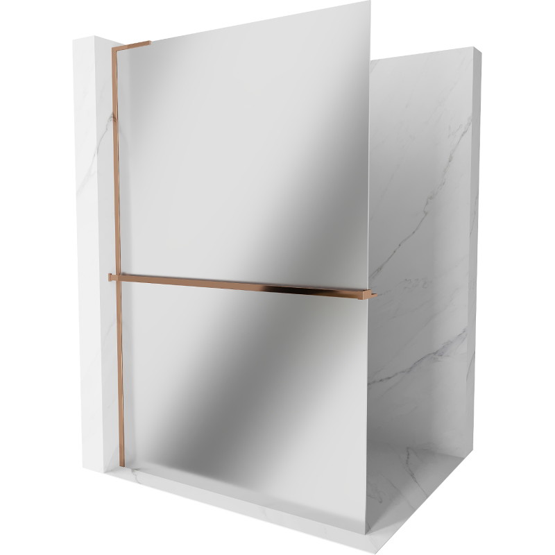 Mexen Kioto+ L dušisein riiuliga Walk-in 90 x 200 cm, peegel, roosa kuld - 800-090-123-60-50