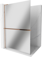 Mexen Kioto+ L Duschwand mit Ablage Walk-in 100 x 200 cm, Spiegel, Roségold - 800-100-123-60-50