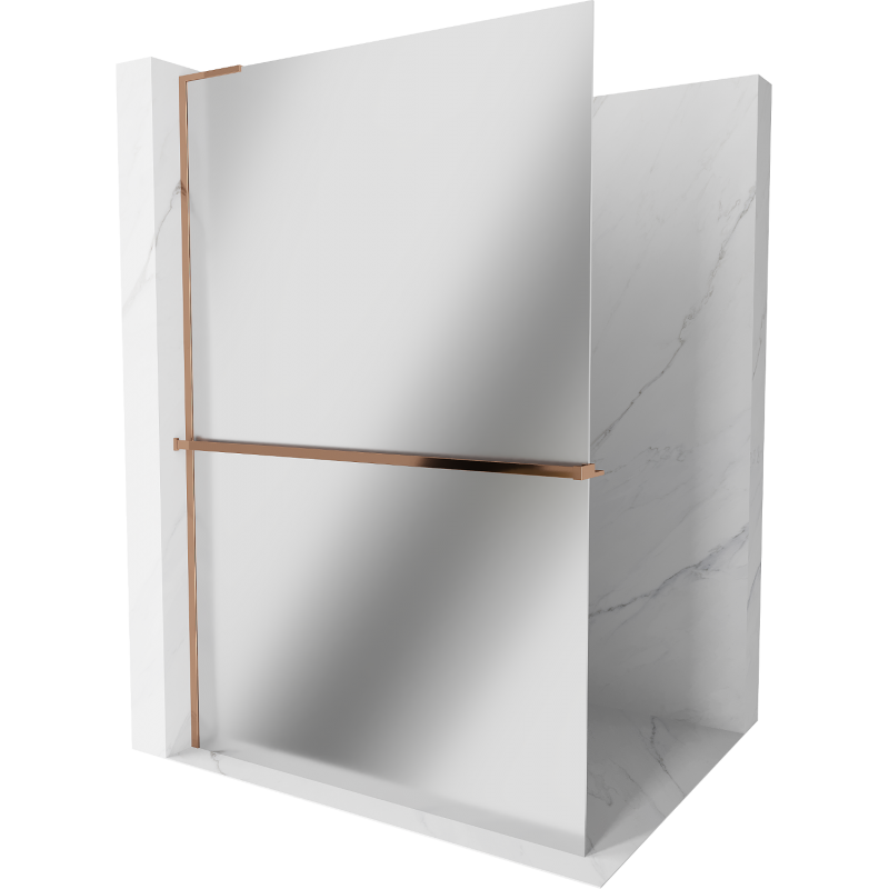 Mexen Kioto+ L Duschwand mit Ablage Walk-in 110 x 200 cm, Spiegel, Roségold - 800-110-123-60-50