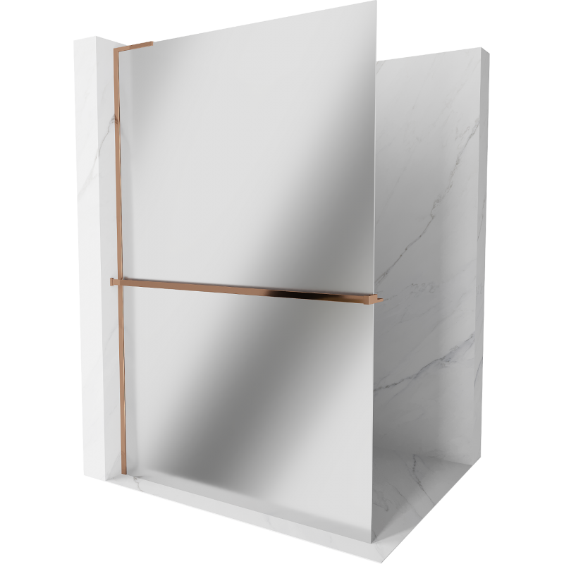 Mexen Kioto+ L parete doccia con mensola Walk-in 110 x 200 cm, specchio, oro rosa - 800-110-123-60-50