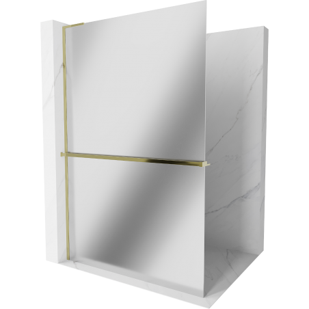 Mexen Kioto+ L Shower Wall with Shelf Walk-in 70 x 200 cm, Mirror, Gold - 800-070-123-50-50