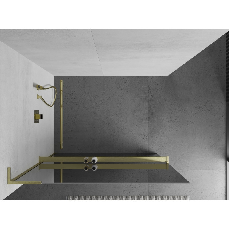 Mexen Kioto+ L dušiekraan riiuliga Walk-in 80 x 200 cm, peegel, kuldne harjatud - 800-080-123-55-50