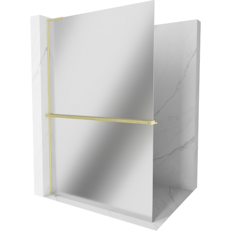 Mexen Kioto+ L Duschwand mit Ablage Walk-in 80 x 200 cm, Spiegel, gold gebürstet - 800-080-123-55-50