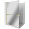 Mexen Kioto+ L Duschwand mit Regal Walk-in 80 x 200 cm, Spiegel, gold gebürstet - 800-080-123-55-50