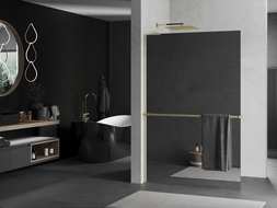 Mexen Kioto+ L paroi de douche avec étagère Walk-in 90 x 200 cm, miroir, or brossé - 800-090-123-55-50