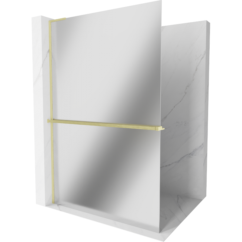 Mexen Kioto+ L panel de ducha con estante Walk-in 90 x 200 cm, espejo, dorado cepillado - 800-090-123-55-50