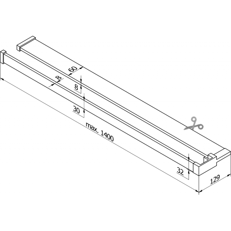 Mexen shelf for shower wall with towel rail, gun gray brushed - 800-02-66