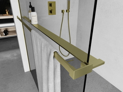 Mexen plank voor douchewand met handdoekhouder, goud geborsteld - 800-02-55