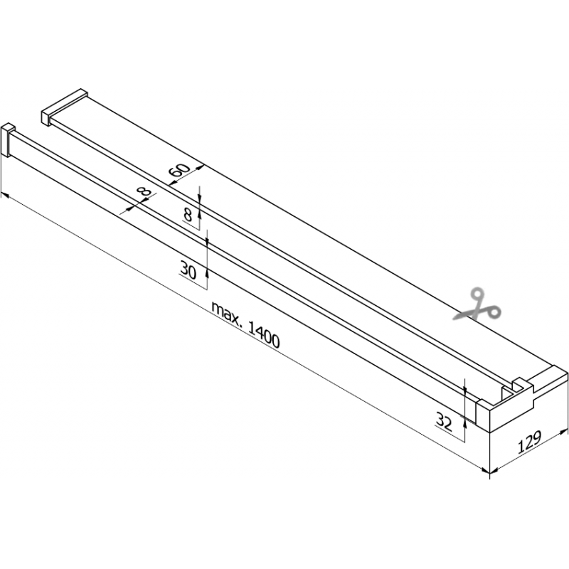 Mexen Regal fir d'Duschmauer mat engem Reling fir Handdicher, gebierste Nickel - 800-02-97