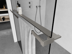 Mexen plank voor douchewand met handdoekreling, geborsteld nikkel - 800-02-97